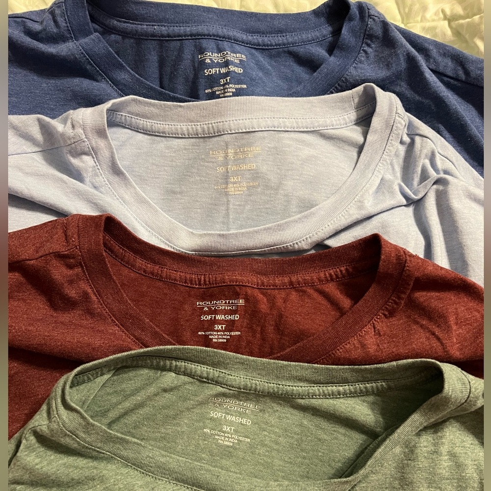 4 Roundtree & Yorke Soft Washed T shirts 3XLT
